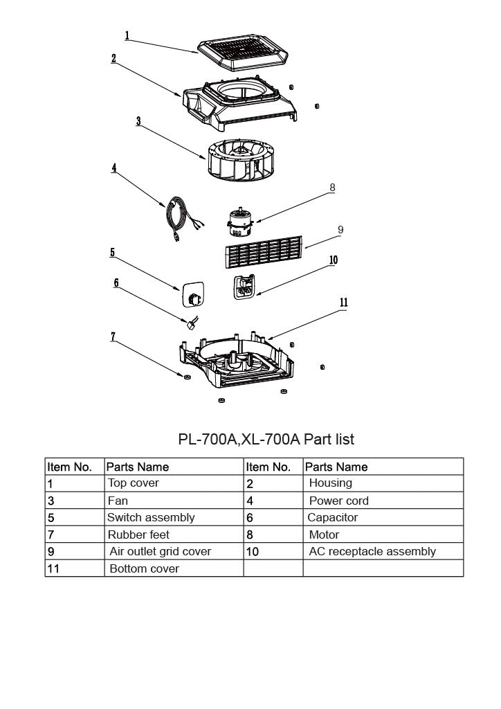 PL-700A  Low Profile Air Mover Dryer by XPOWER – 2 positions