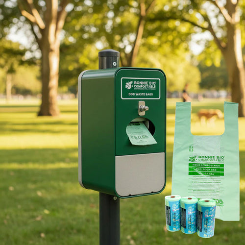 2L Compostable COUNCIL Dog Poop Bags with Handles - 9 Roll Box (225 Bags Per Roll)