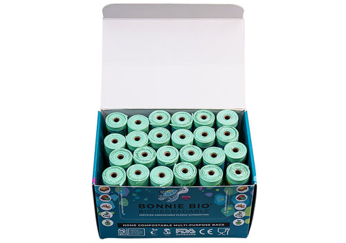 Bonnie Bio 2-2.5L Compostable Handheld Dog Poop Dispenser Bags b 48 Roll Box (15 Bags Per Roll)
